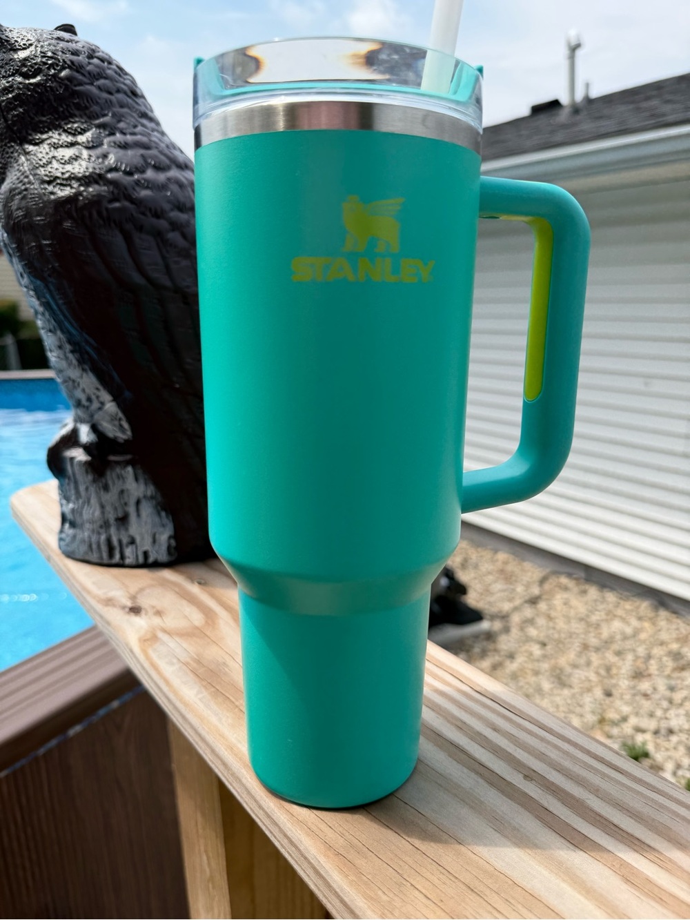 STANLEY Quencher 40oz Travel Tumbler Cup Teal and Lime Lid Make OFFER